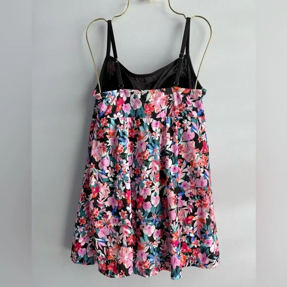 Swim Solutions Women’s Floral Tummy Control Empire Swim Dress Size 10